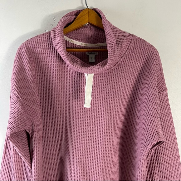 L.L. Bean Women's Birchwood Brushed Waffle Mock neck Size Large NWOT Oversized - Picture 7 of 11
